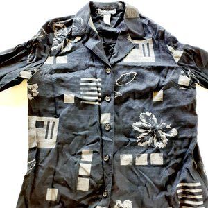 Sag Harbor Shirt Button Down Black Gray Size 14 New